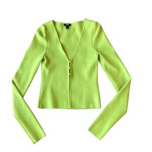 Express Body Contour Button Front Cardigan Womens Size XS Lime Green
